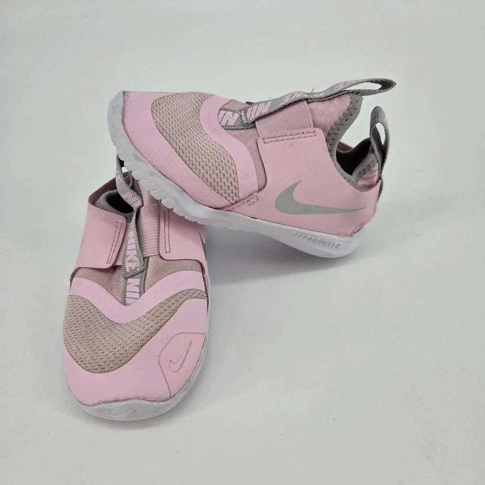 Nike Flex Runner Toddler 7C Arctic Pink Metallic Silver Slip On AT4665-609